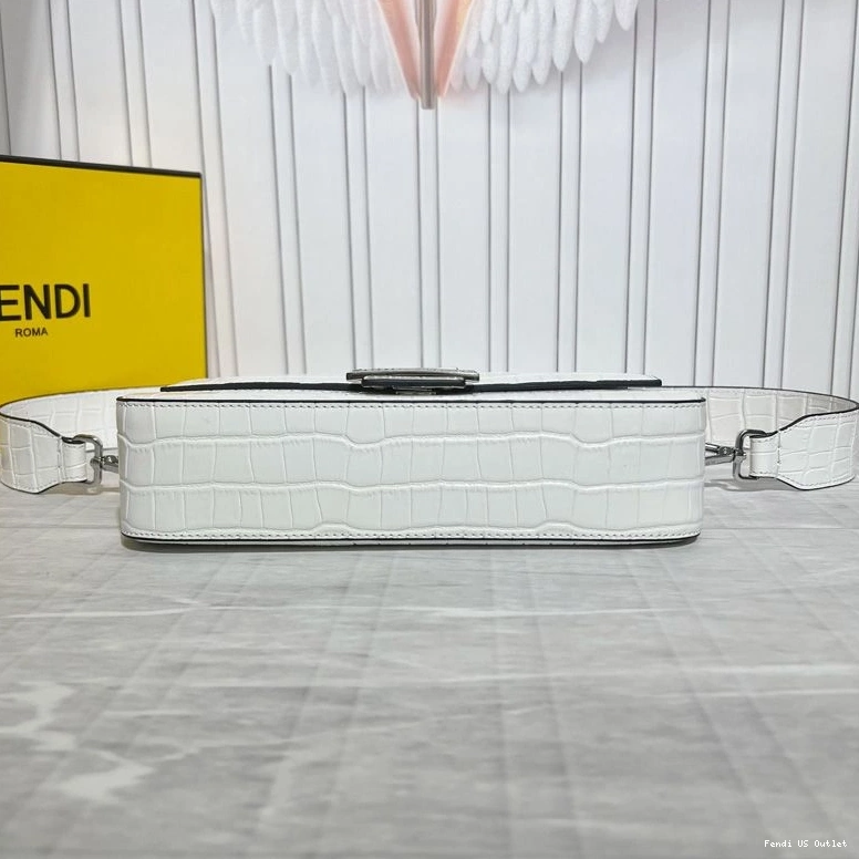 Cheap HOT Fendi Medium Baguette Bag White In Leather Crocodile Tiffany 0723